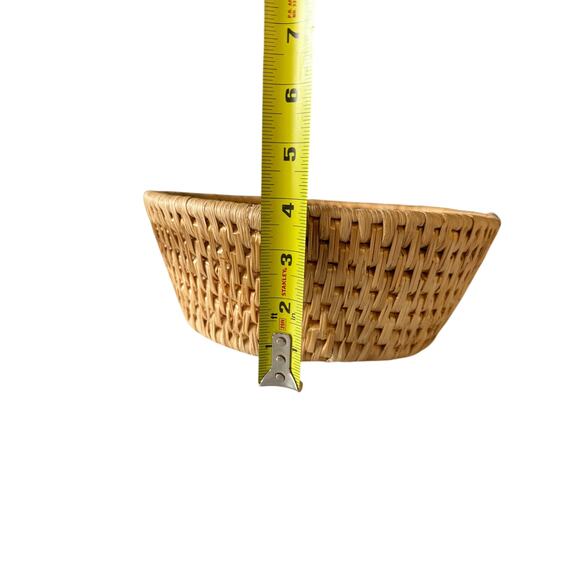 Vintage Handmade Hand Woven Weave Large Basket Bowl Round Tan 9.5 x 4" - Picture 12 of 13